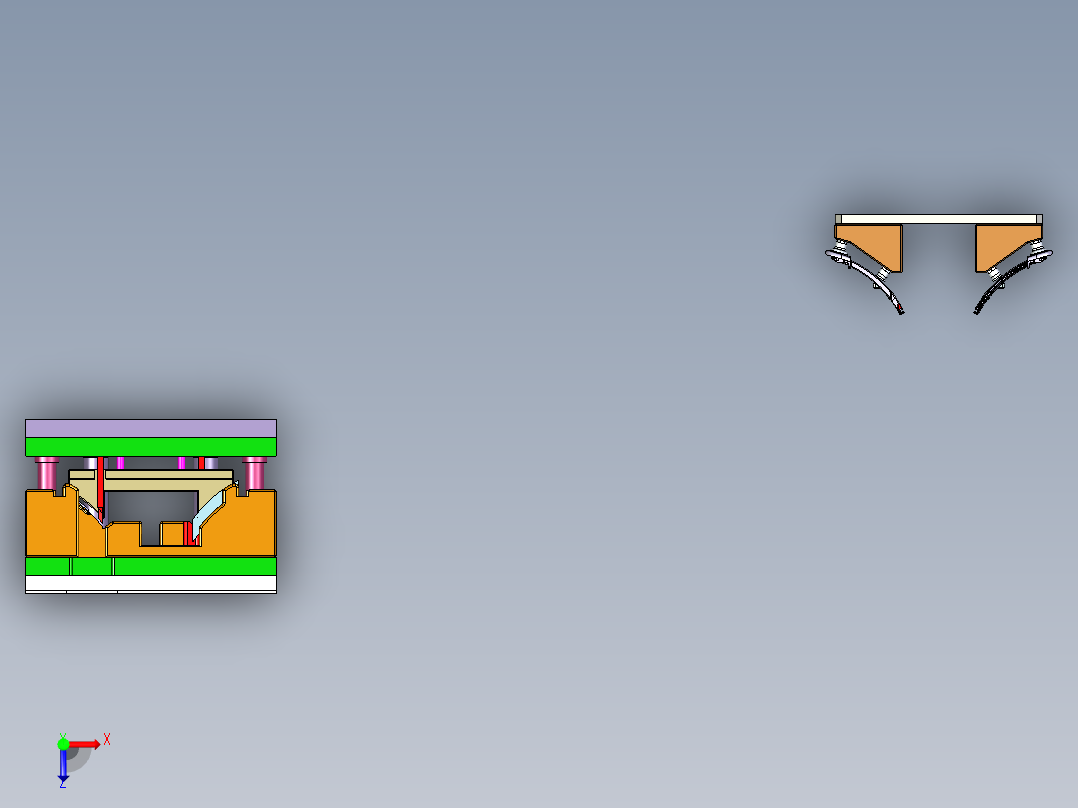 塑胶件产品水口冲切和取出治具俯视图