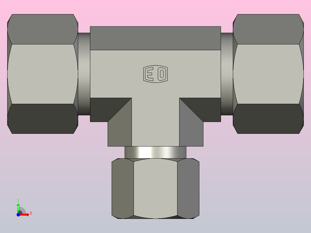 EO管接头三通异径管TR16 10 16S71.igs前视图