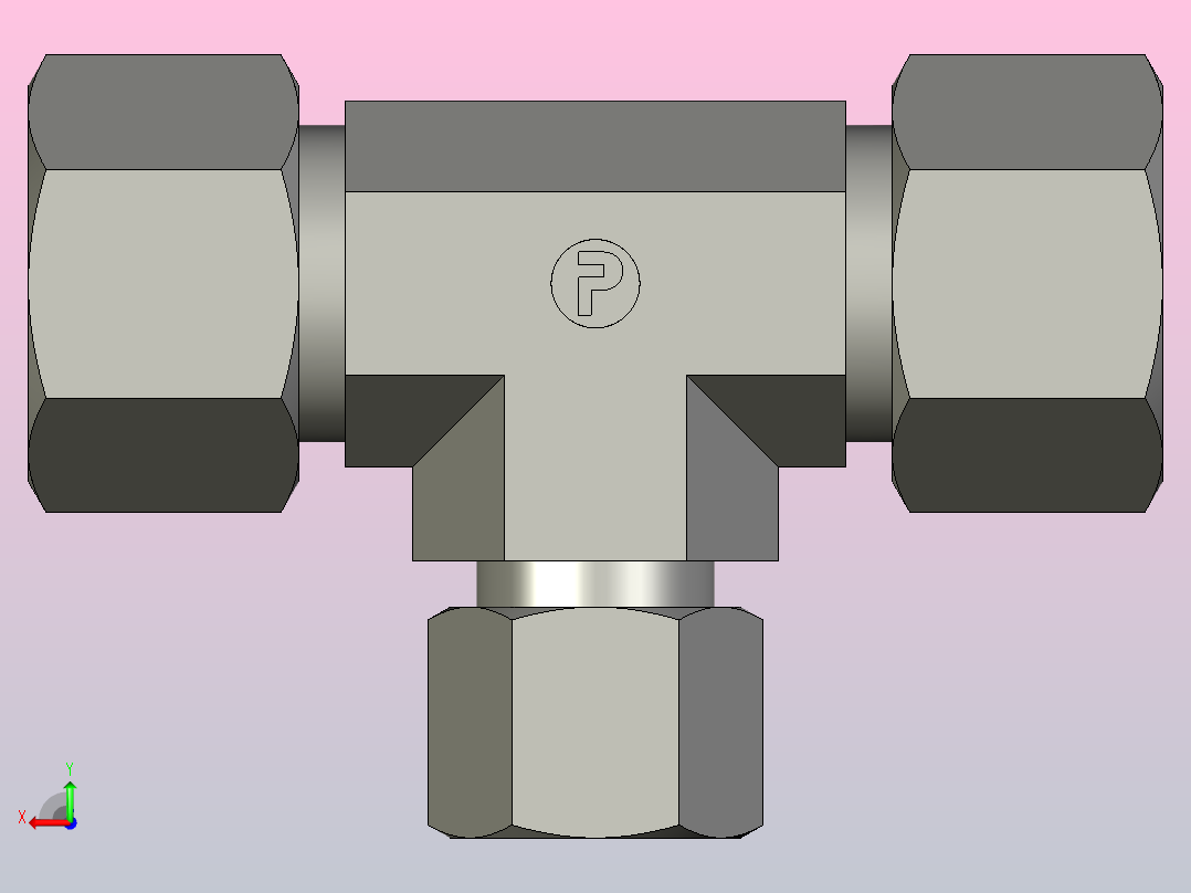 EO管接头三通异径管TR16 10 16S71.igs后视图