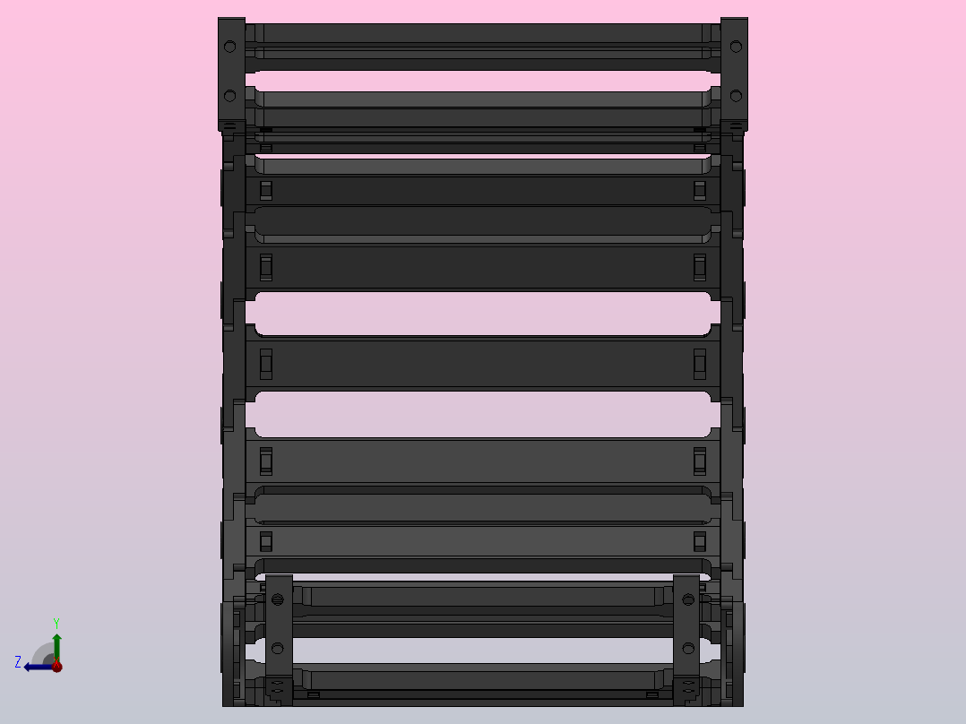 内高35弯曲半径150两侧打开型DA桥式拖链DMD35BDA-35-250-150R-30右视图