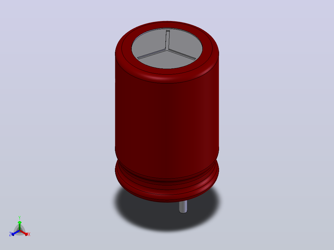 电子器件电容Electrolitic Capacitor Radial 8x12正等轴测图