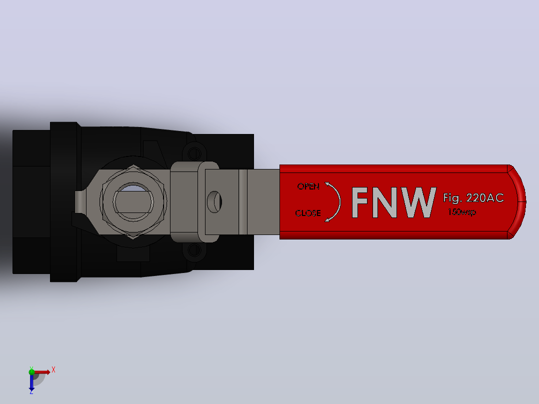 FNW-FNW221ACG二片式内螺纹球阀俯视图