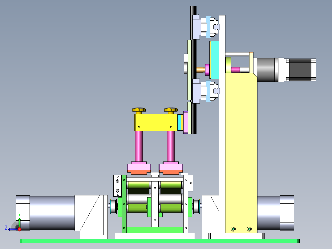 单驱动槽轮连杆升降+平移吸盘抓取分道机构右视图