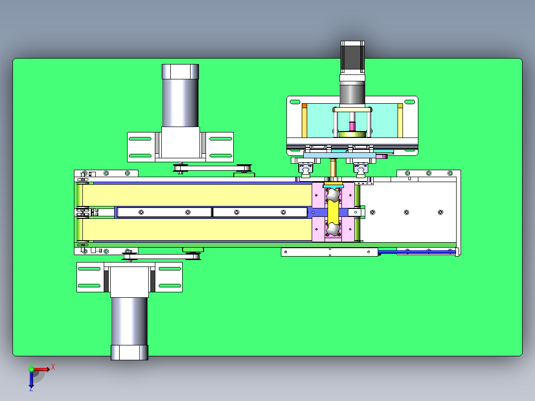 单驱动槽轮连杆升降+平移吸盘抓取分道机构俯视图