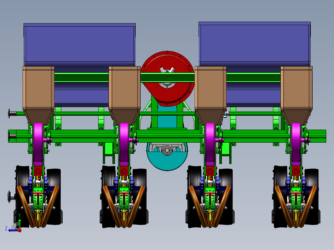 大豆精量播种机设计（含三维模型SolidWorks+CAD图纸+说明素材）右视图