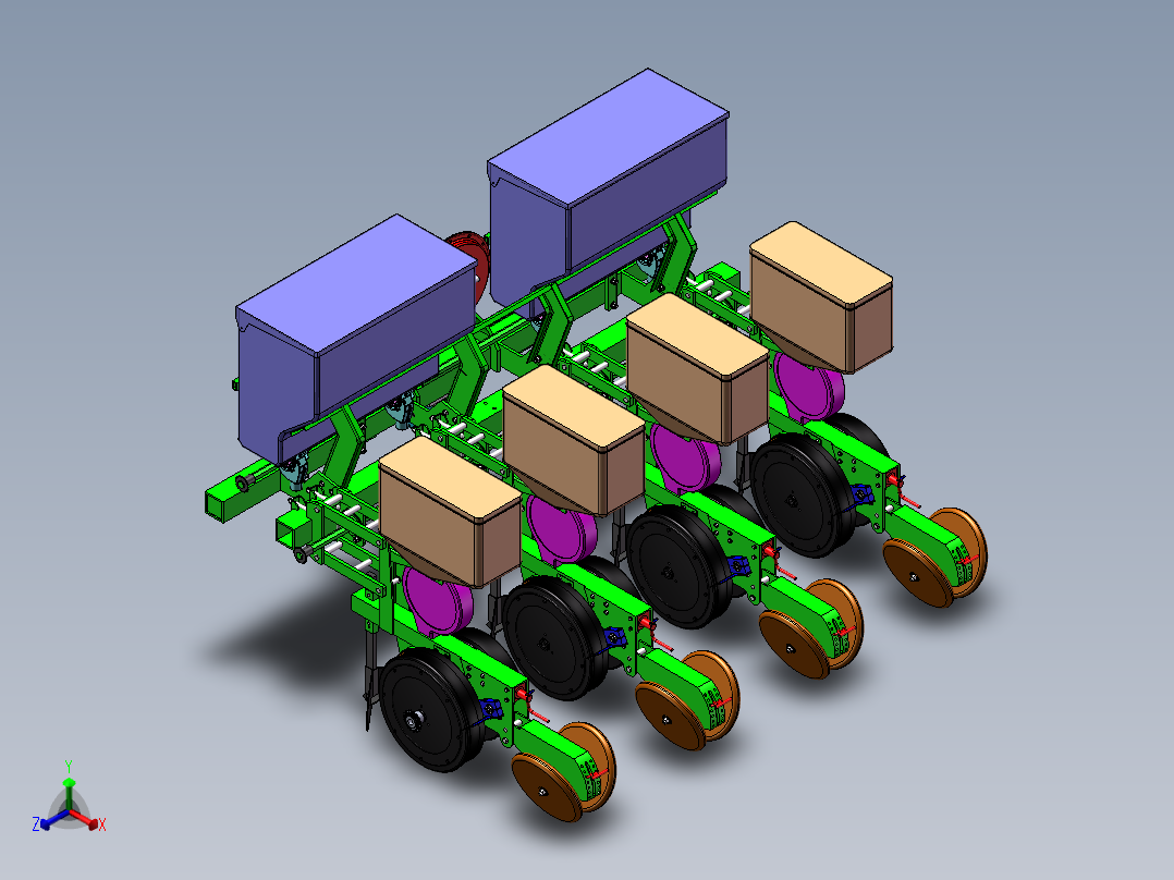 大豆精量播种机设计（含三维模型SolidWorks+CAD图纸+说明素材）正等轴测图