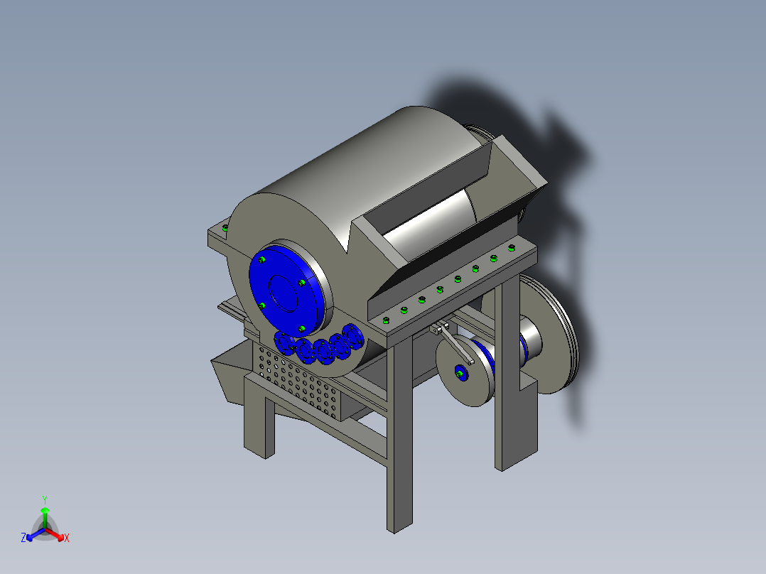 W1411-一种板栗脱壳去皮机设计-去壳机【说明+9张CAD图+proe三维】正等轴测图