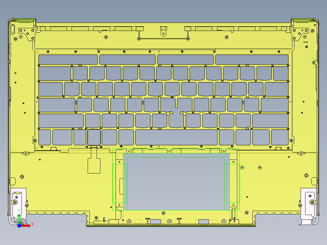 包胶金属电脑外壳KB框落料程序模型前视图