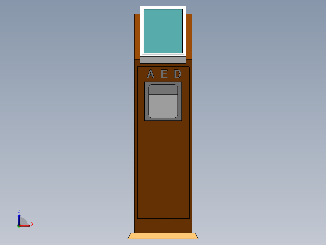 电控柜、立式AED除颤器站体前视图