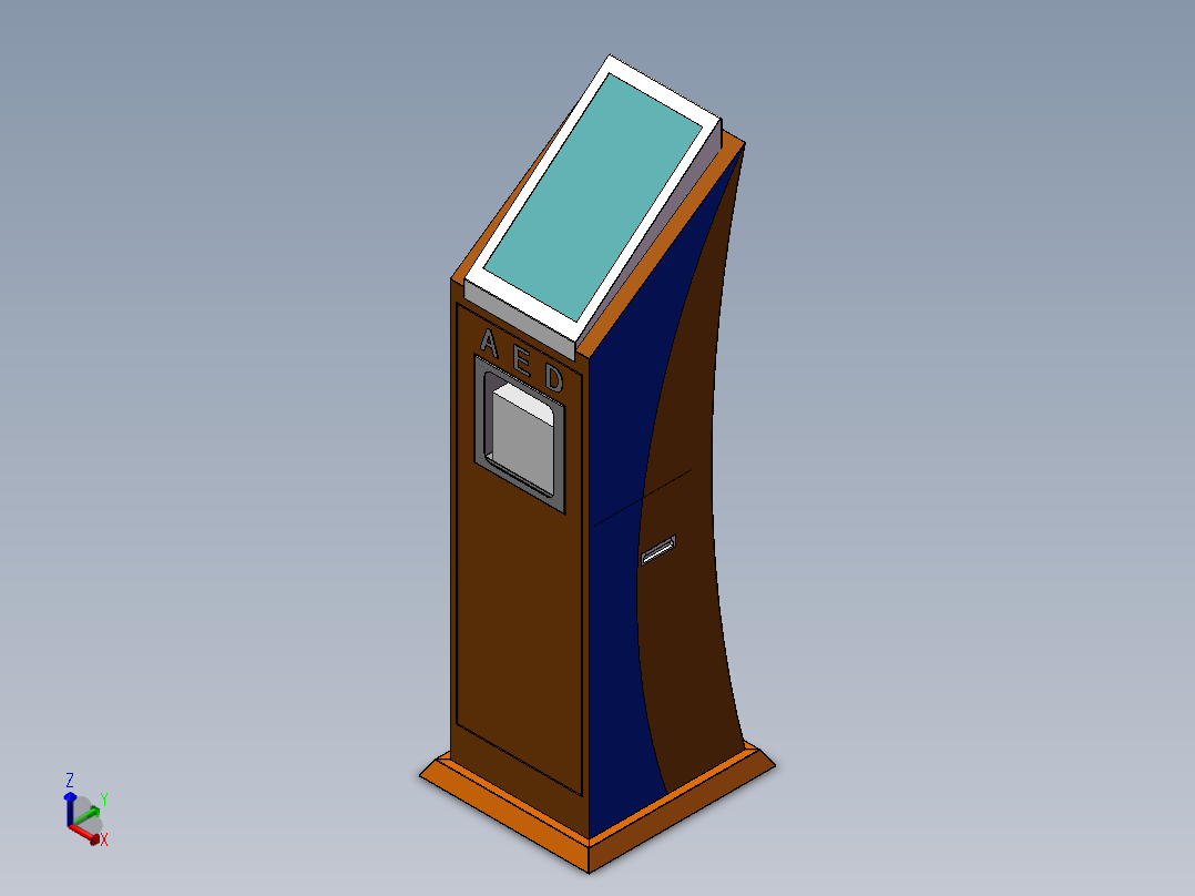 电控柜、立式AED除颤器站体正等轴测图