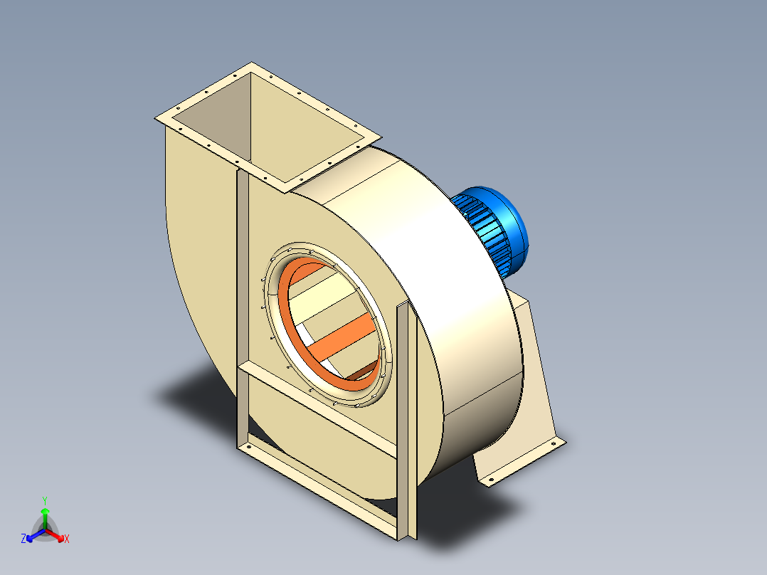 离心风机1000-4T-50正等轴测图