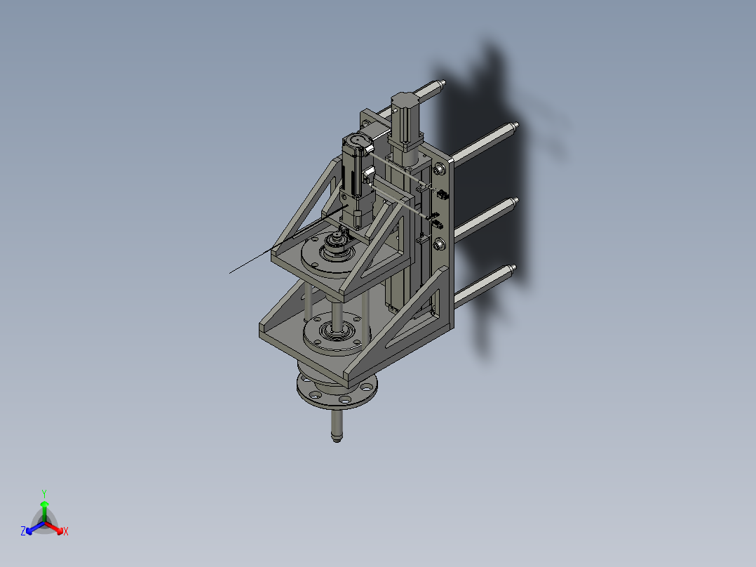 带壳光纤卷放置台组件正等轴测图
