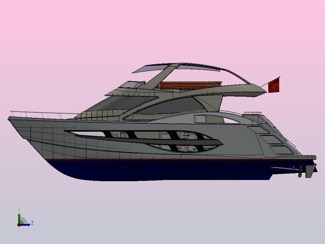 24米动力游艇左视图