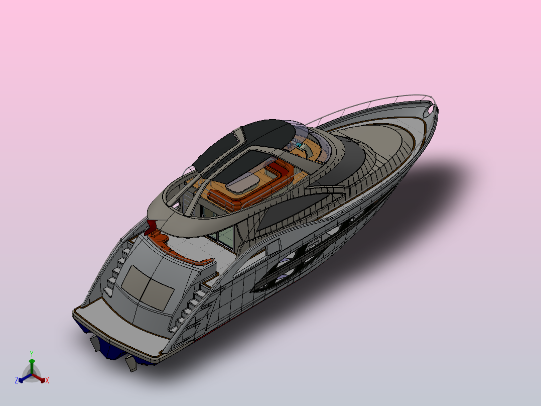 24米动力游艇正等轴测图