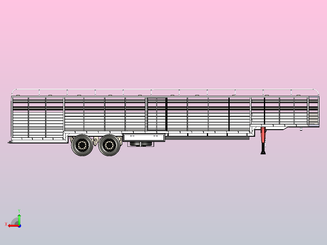 牲畜拖车后视图