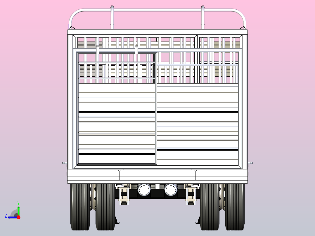 牲畜拖车右视图