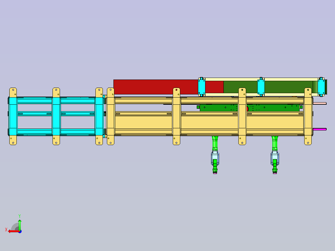 双机器人与行走地轨协同工作设计后视图