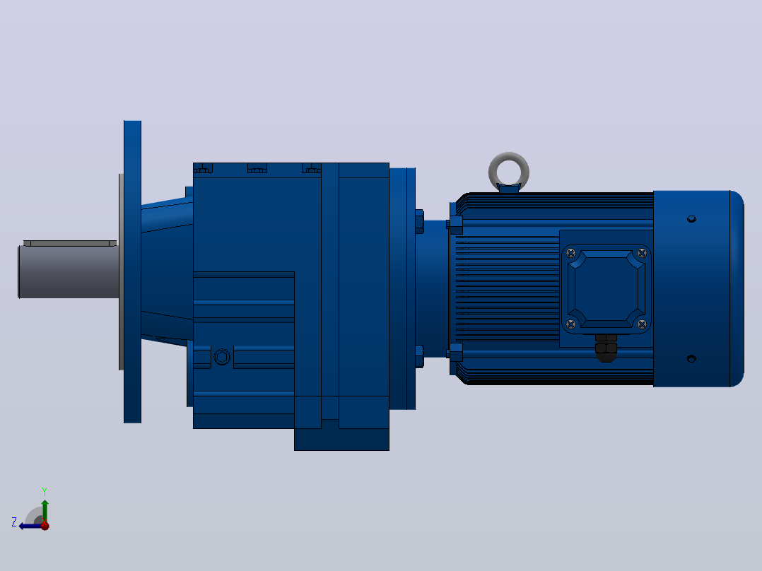 RF57法兰轴伸式安装斜齿轮减速机RF57-Y0.18-4P-63-M1-0°-Φ200右视图