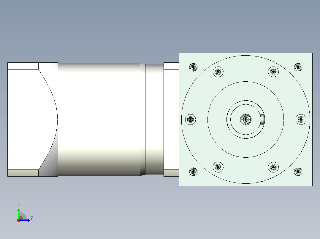 PW140双轴 PLF120-L2 22-110-145-M8转向器PW140 双轴输出 带120直齿减速机左视图