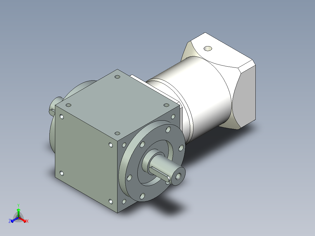 PW140双轴 PLF120-L2 22-110-145-M8转向器PW140 双轴输出 带120直齿减速机正等轴测图