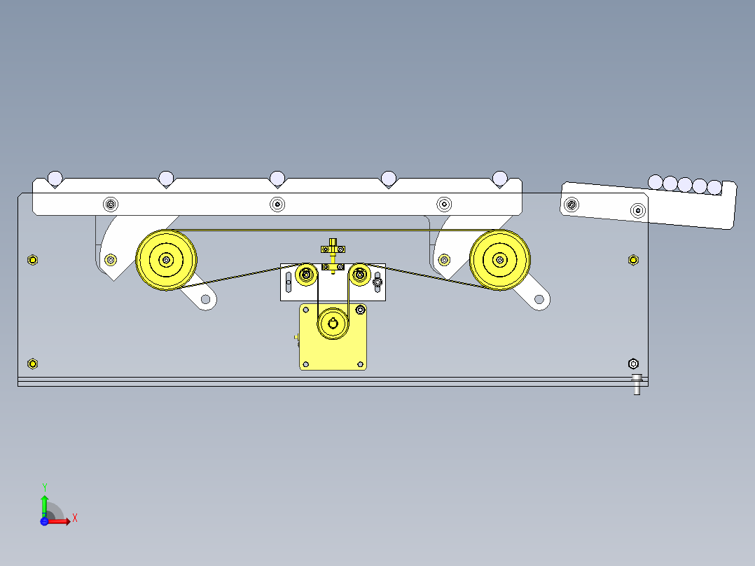 使用了偏心轴的提升转移机构前视图
