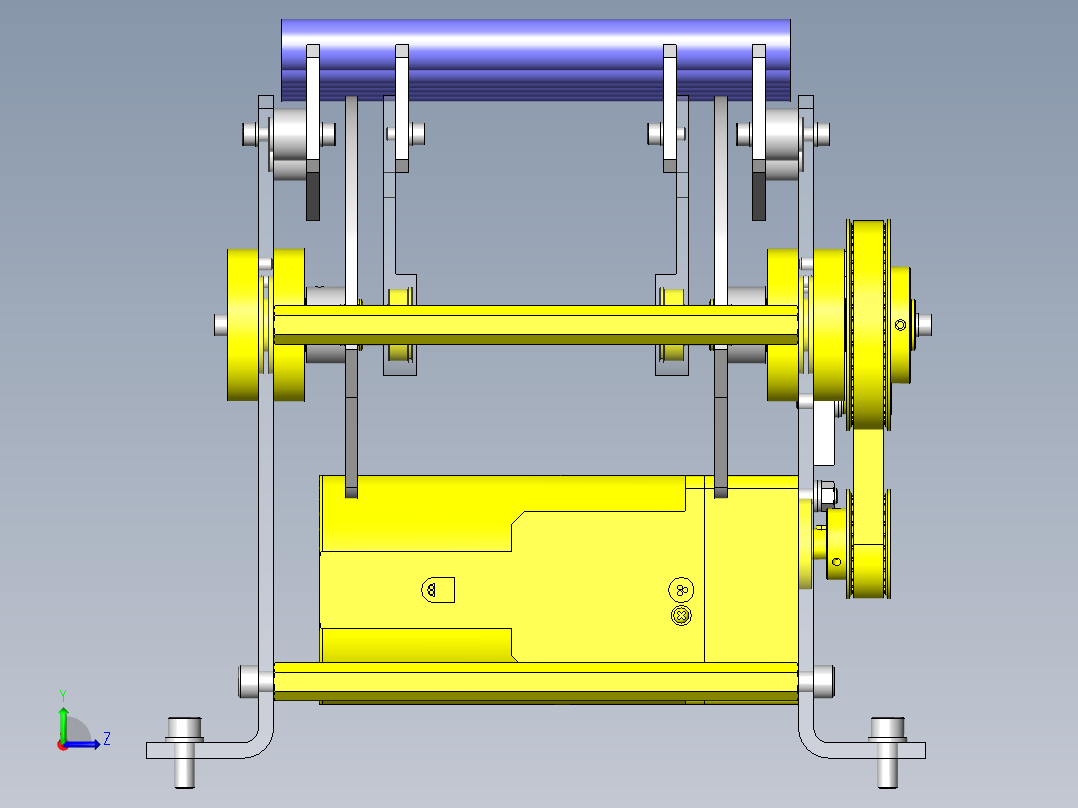 使用了偏心轴的提升转移机构左视图