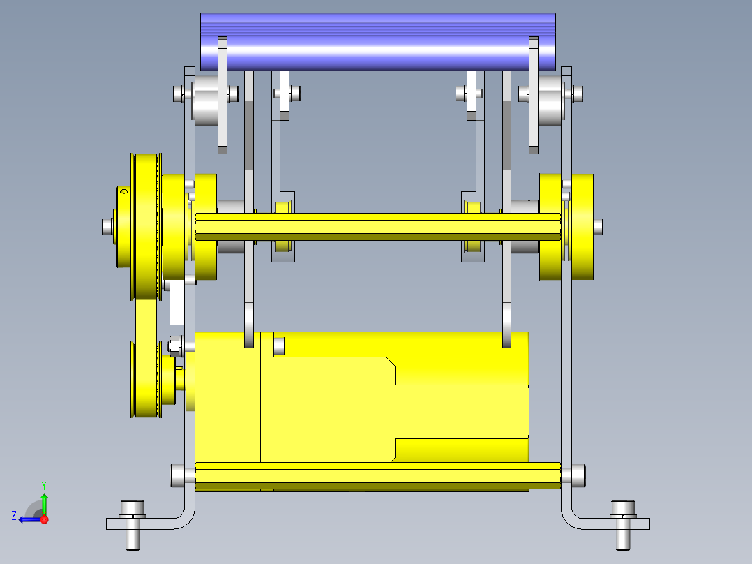 使用了偏心轴的提升转移机构右视图
