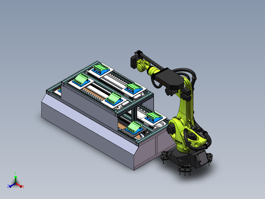 全自动上下料流水线正等轴测图