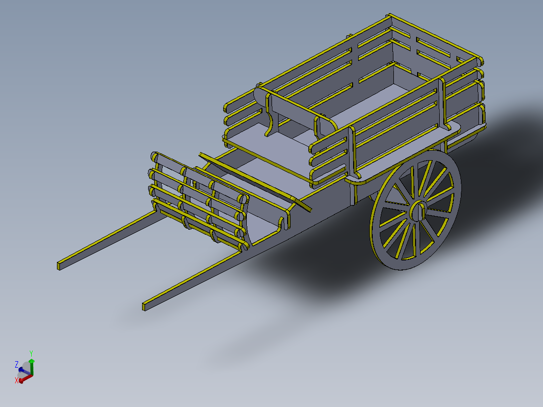 激光切割木制玩具马车模型3D图纸 Solidworks设计 附STEP IGS等