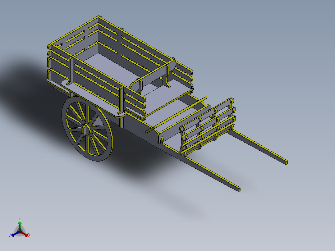 激光切割木制玩具马车模型3D图纸 Solidworks设计 附STEP IGS等正等轴测图