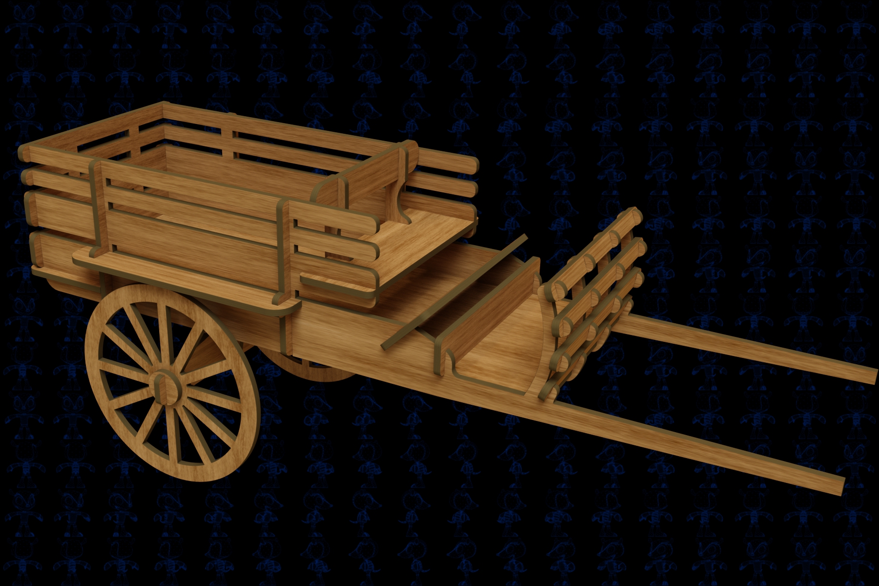 激光切割木制玩具马车模型3D图纸 Solidworks设计 附STEP IGS等