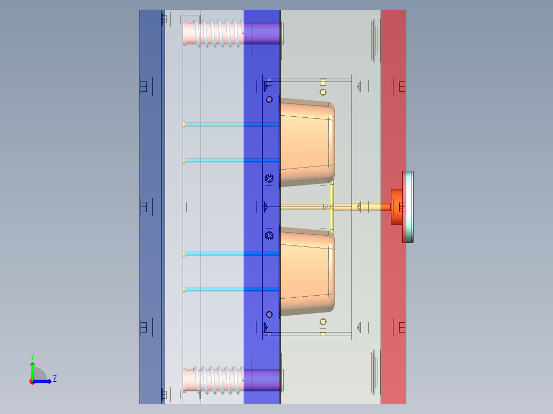 方形饭盒设计图纸左视图