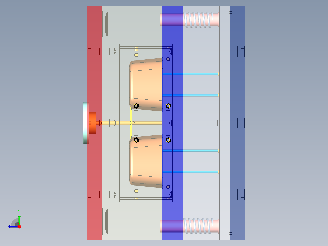 方形饭盒设计图纸右视图