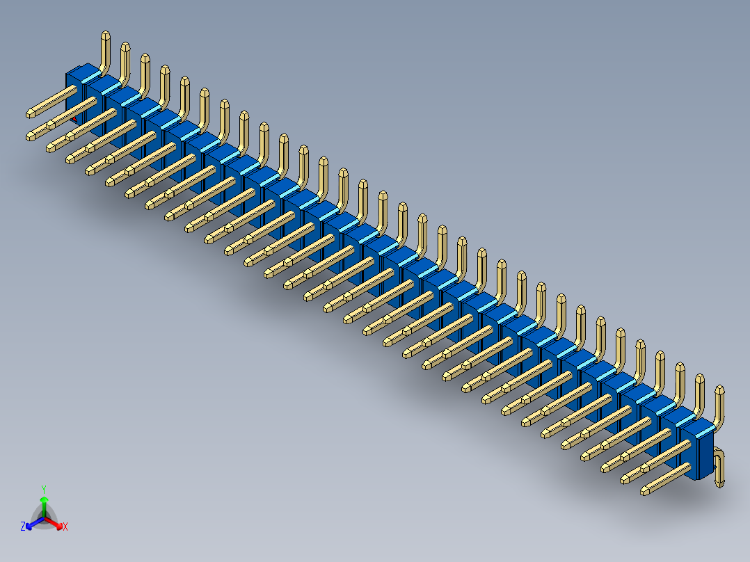 彩色公排针 100mil 2.54mm 系列-DS1022_blue_64p_100mil_TypeSMT_rev1.0主视图