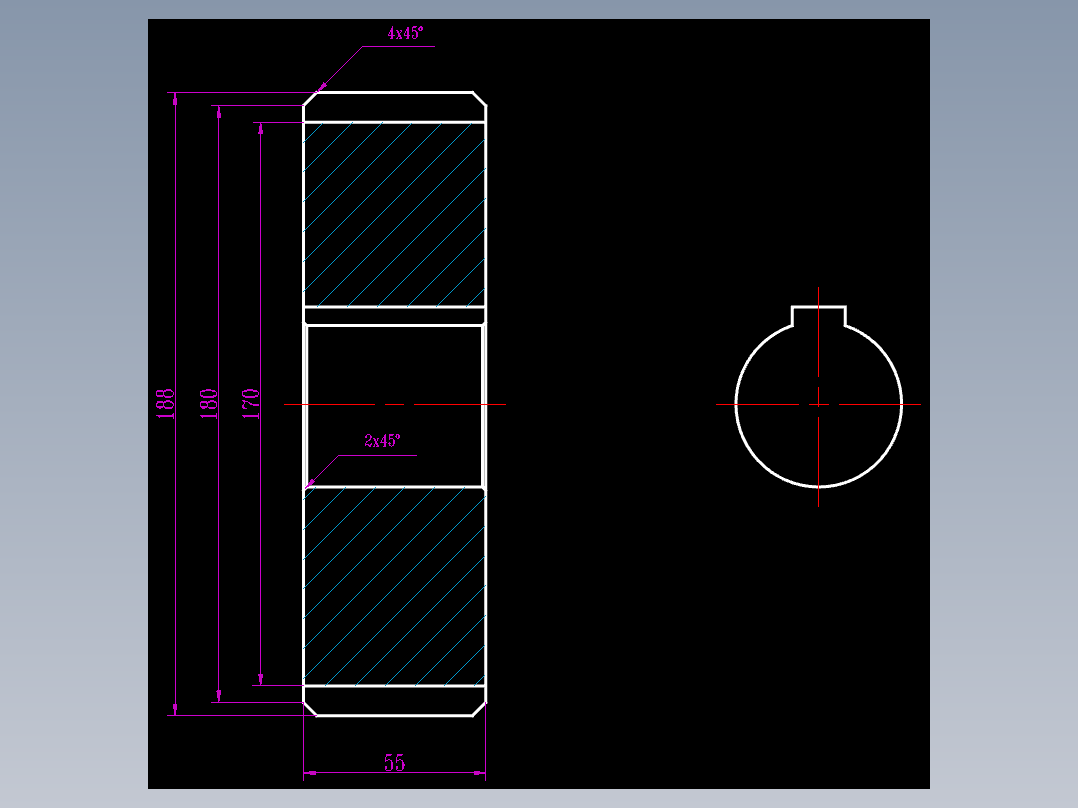 CAD格式机械制图二维100例练习-30 大齿轮二视图