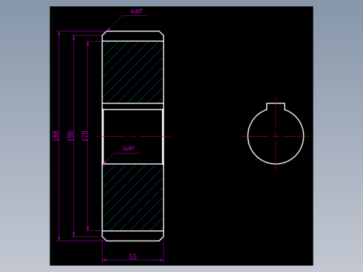 CAD格式机械制图二维100例练习-30 大齿轮二视图