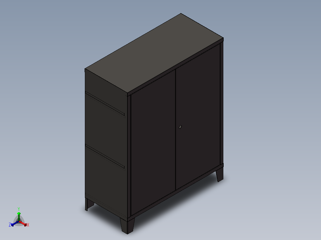 车间钣金工具柜设计正等轴测图