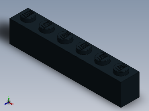 乐高套装 4421基本积木-300926 Black Brick 1 x 6.SLDPRT主视缩略图