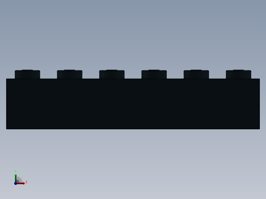 乐高套装 4421基本积木-300926 Black Brick 1 x 6.SLDPRT前视图