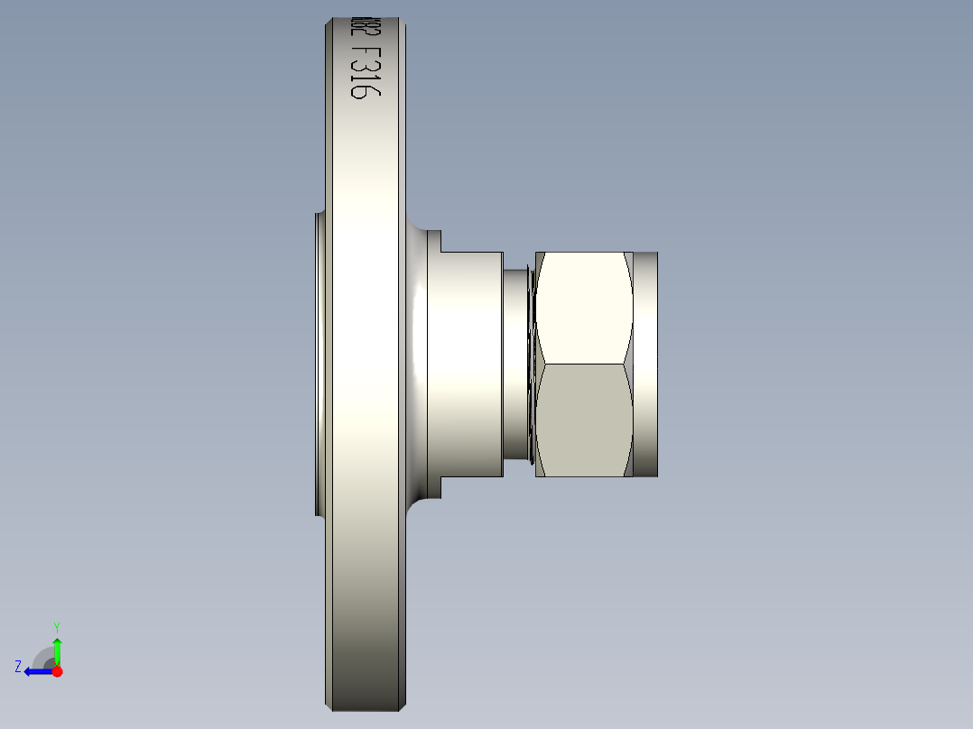 不锈钢ANSI法兰适配器，20毫米世伟洛克管接头，NPS 3-4英寸右视图