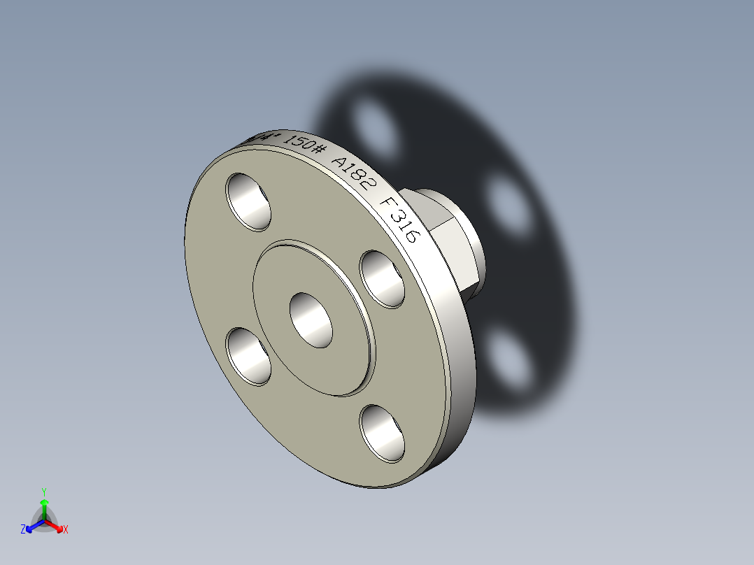 不锈钢ANSI法兰适配器，20毫米世伟洛克管接头，NPS 3-4英寸正等轴测图