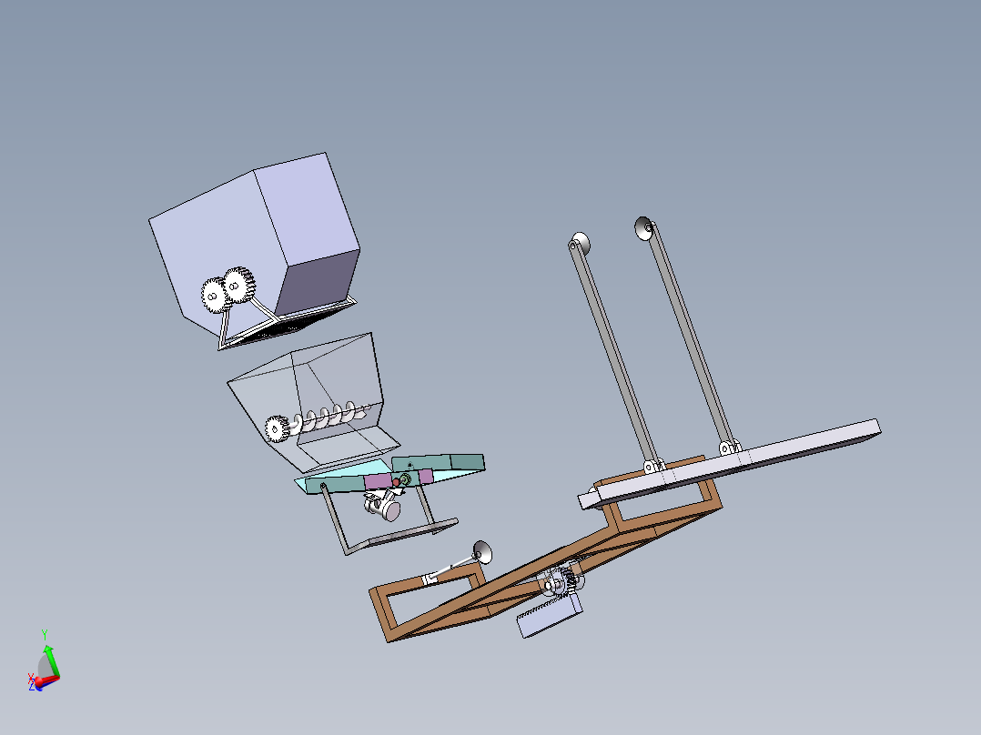 小型易碎品缓冲材料自动填充机构主视图
