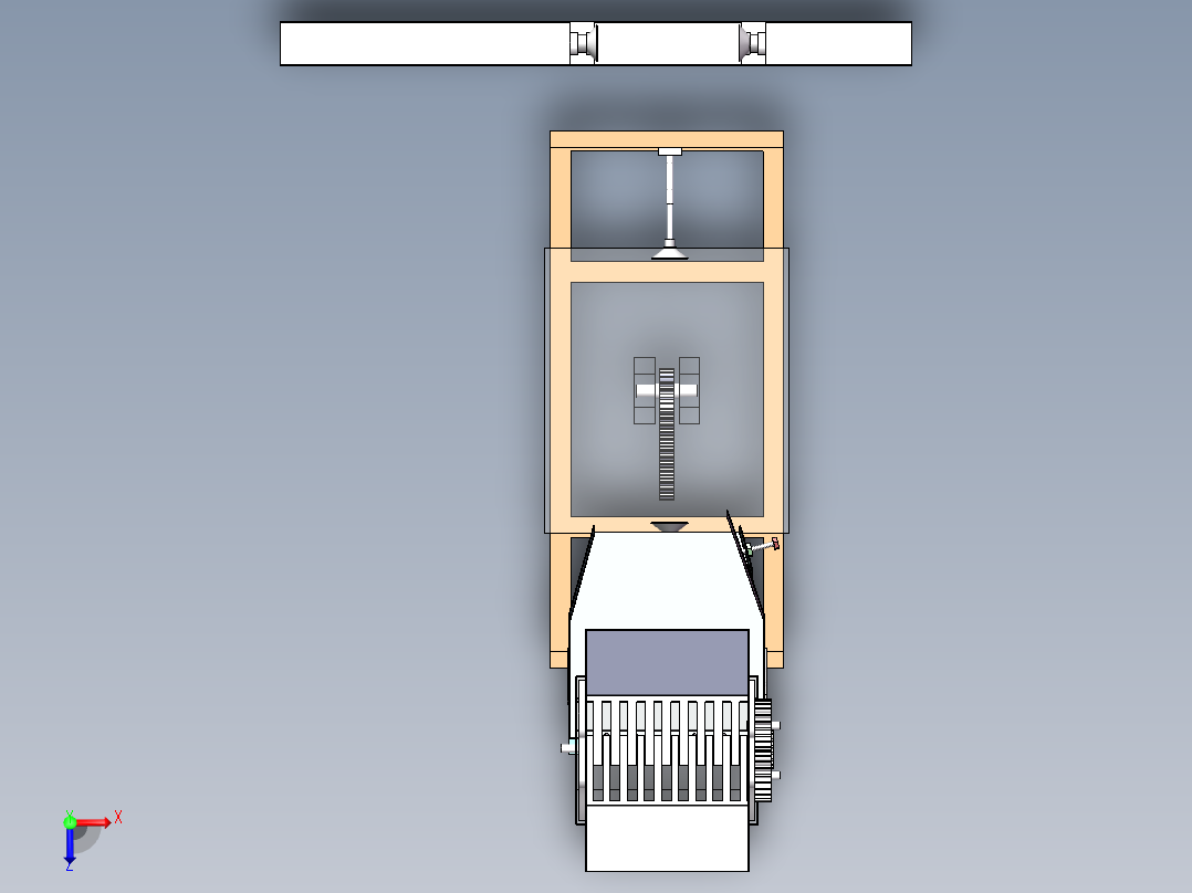 小型易碎品缓冲材料自动填充机构俯视图