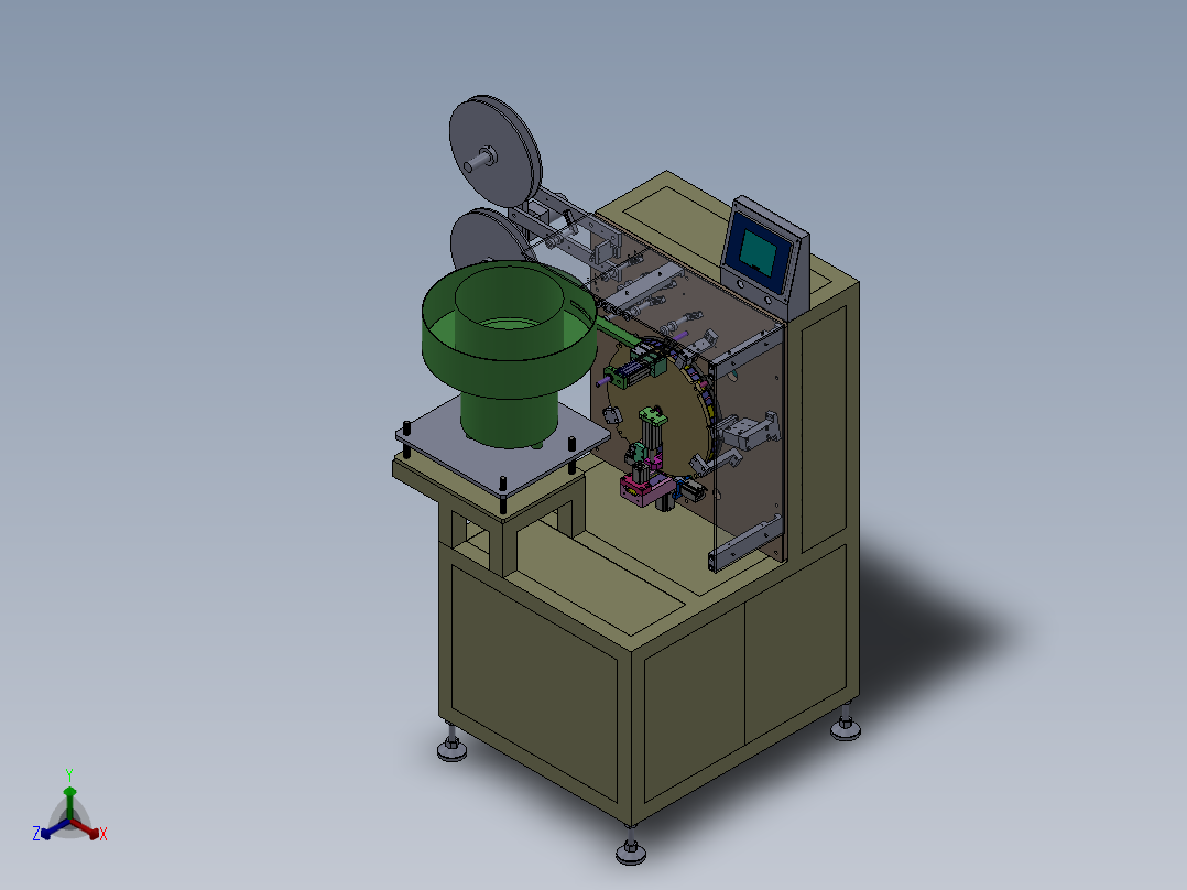 塑胶件贴魔术贴机、魔术贴自动机sw12可编辑正等轴测图