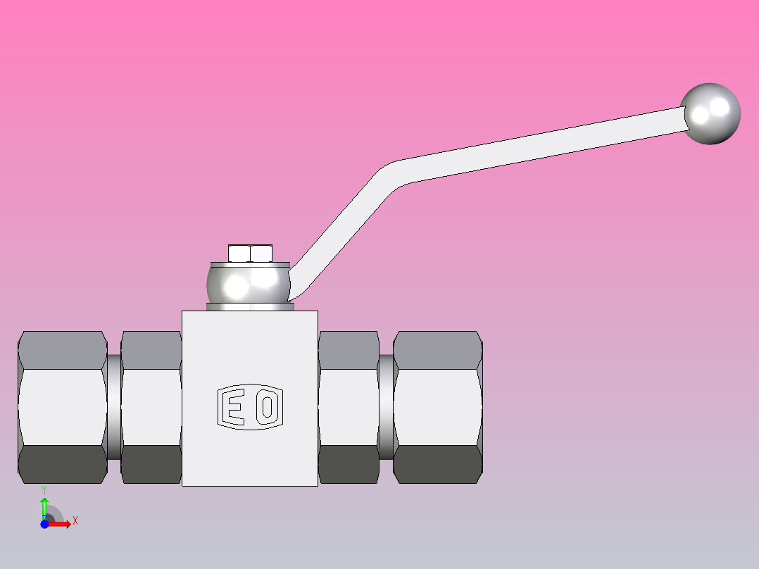 EO标准液压接头二通球阀钢制KH16S前视图