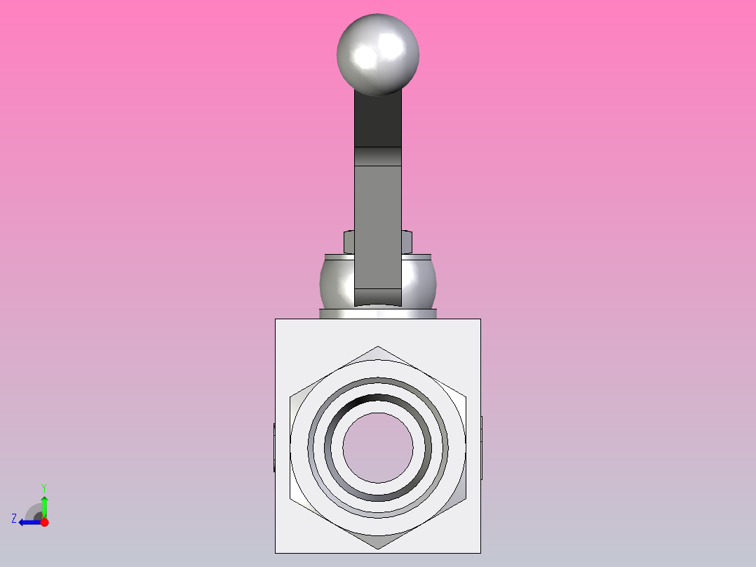 EO标准液压接头二通球阀钢制KH16S右视图