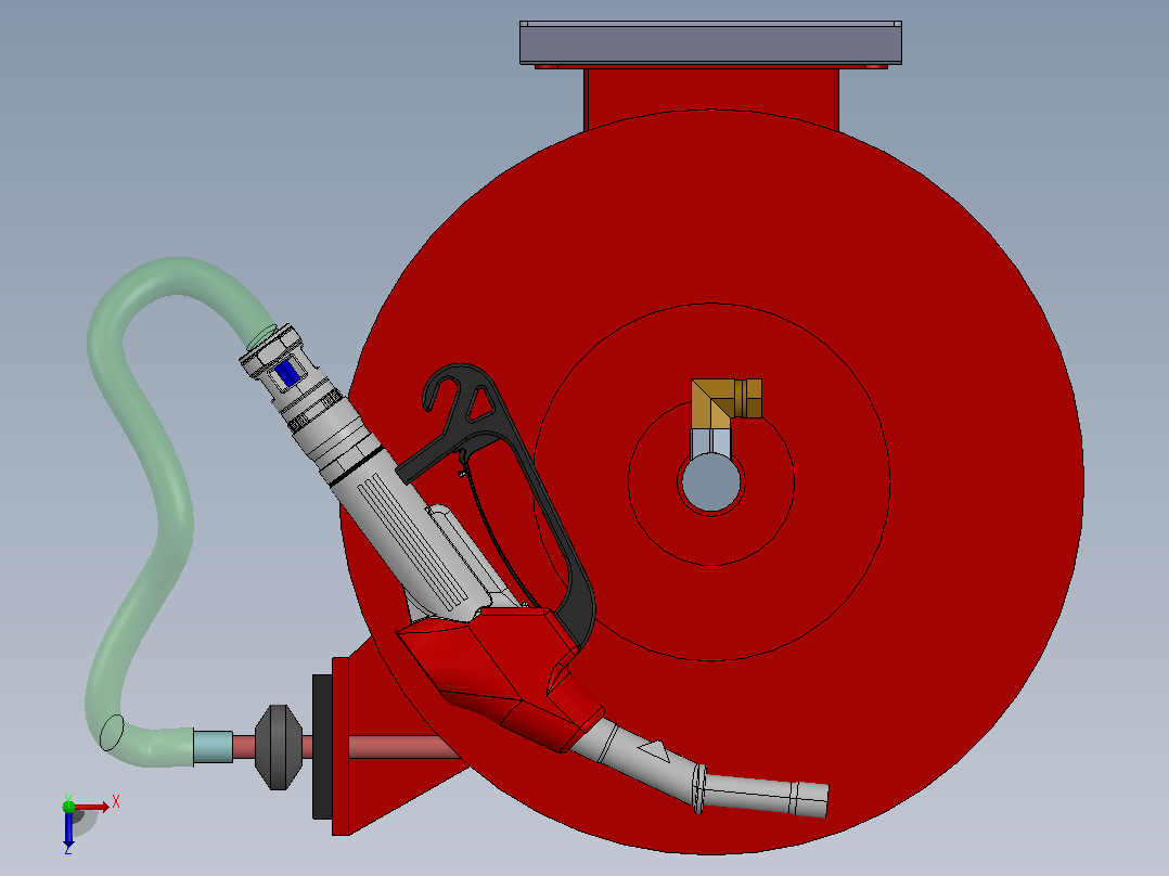 润滑油加油套件3D图纸 Solidworks设计俯视图