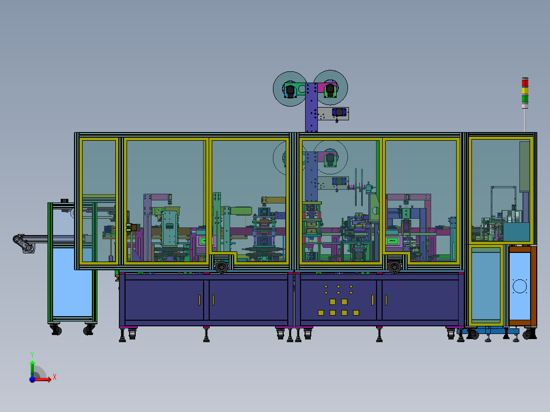 手机FFC软排线自动热压裁剪剥皮上锡全自动生产线前视图
