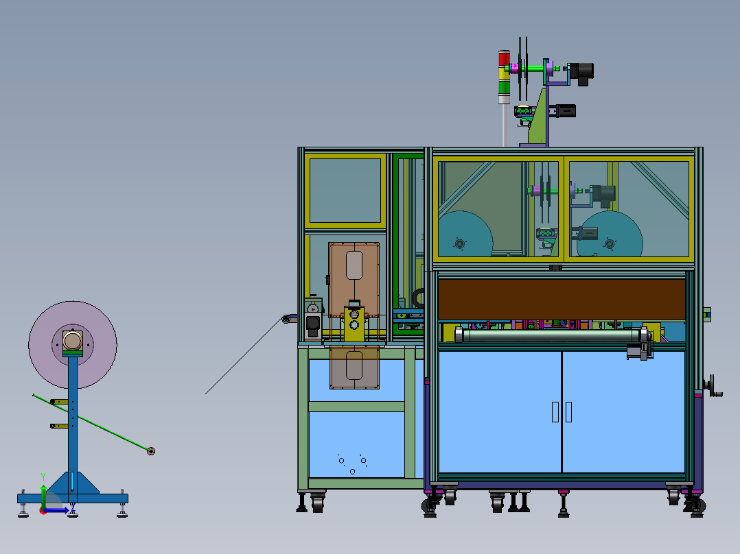 手机FFC软排线自动热压裁剪剥皮上锡全自动生产线左视图