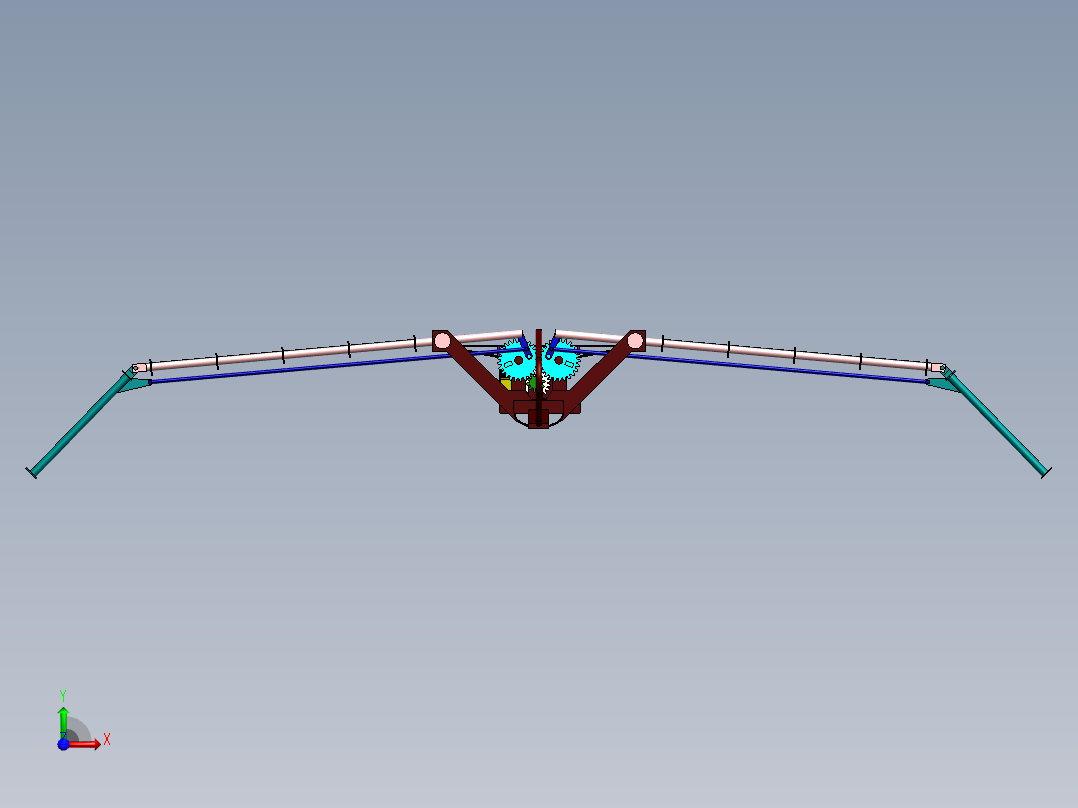 扑翼机机械仿生鸟结构3D图纸 Solidworks设计(1)前视图